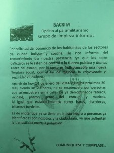 Este es el panfleto que está circulando en Ciudad Bolívar