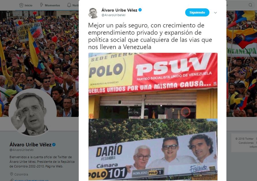 Twitter Álvaro Uribe Vélez expresidente