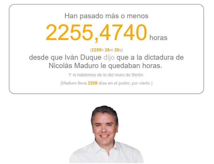 pagina web cuenta horas afirmacion presidente duque maduro venezuela