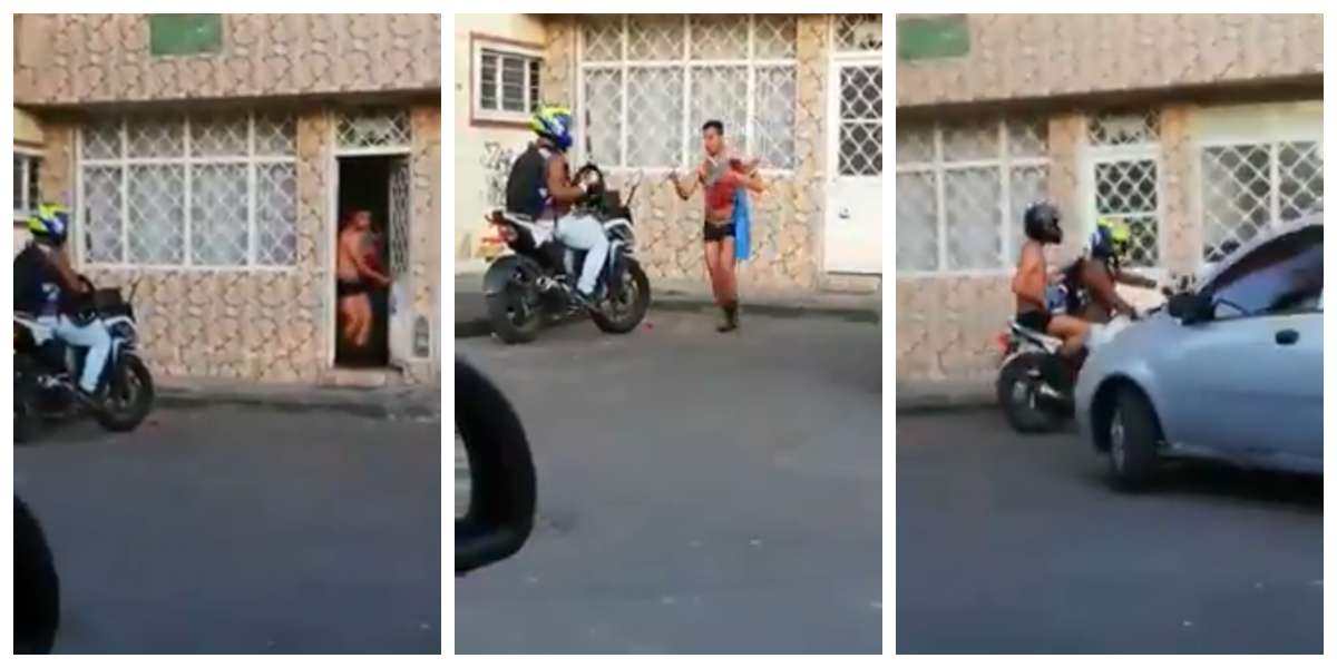 Video viral de un supuesto amante huyendo casi desnudo en moto cuando llega el marido