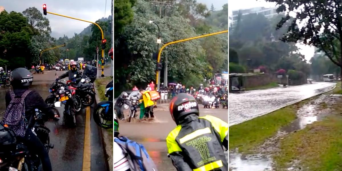 Por aguaceros, paralizada la carrera Séptima en Bogotá