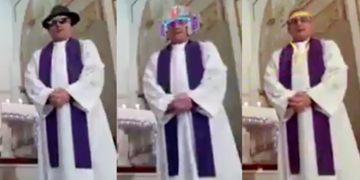 Video: Sacerdote transmitió misa en vivo y sin querer activó filtros -  Canal 1