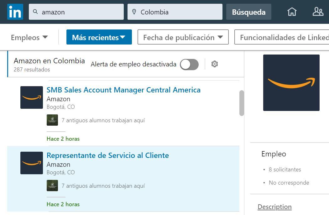 ofertas de empleos trabajos amazon colombia linkedin