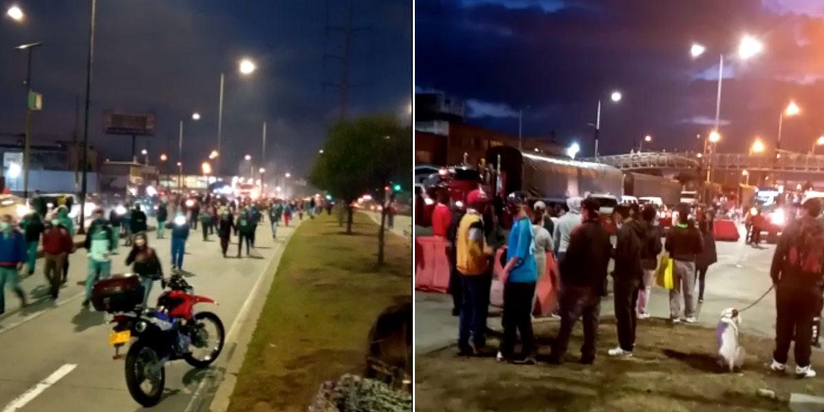 Grupo de manifestantes se toma la Autopista Sur de Bogotá