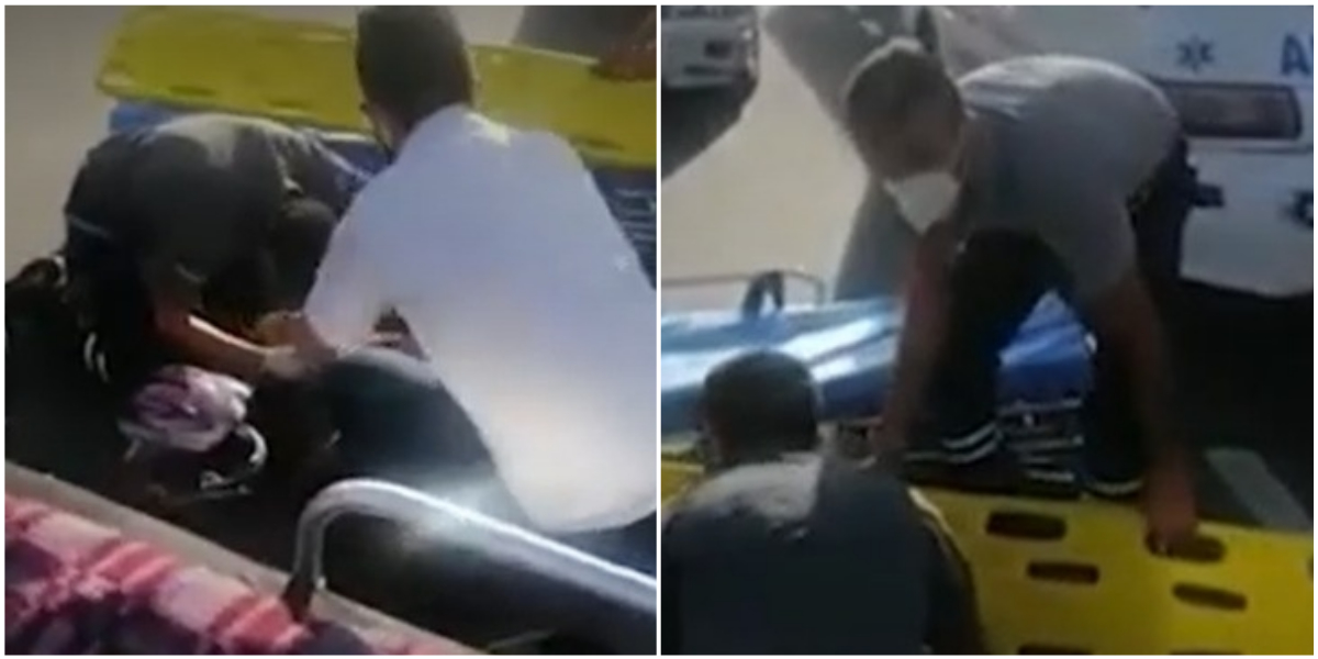 (Video) Dos paramédicos se pelean por trasladar a herido en un accidente