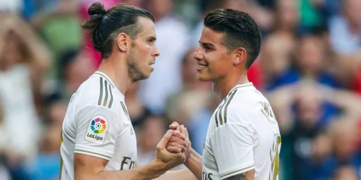 La mala cara de James y la sonrisa de Bale durante el partido del Real Madrid