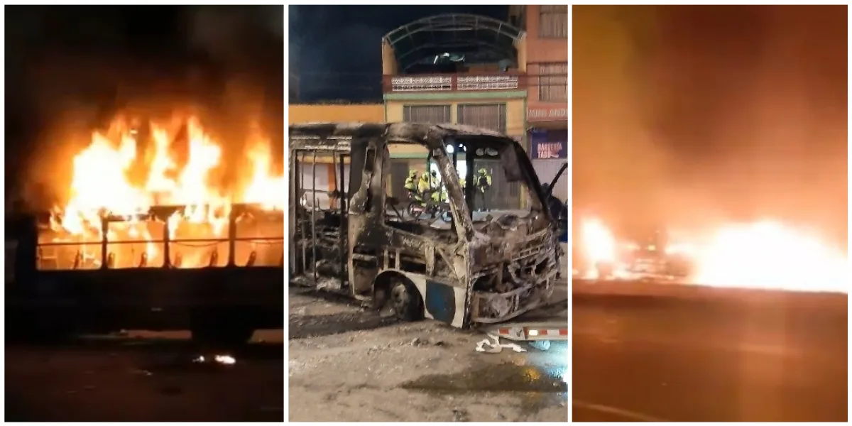 (Videos) Bogotá en llamas: vándalos incendiaron buses del SITP y TransMilenio