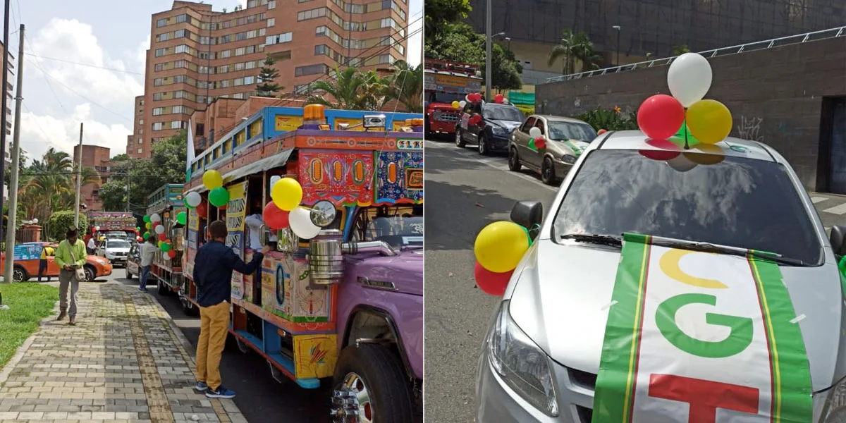 Con una caravana de vehículos se lleva a cabo la jornada de protestas en Medellín