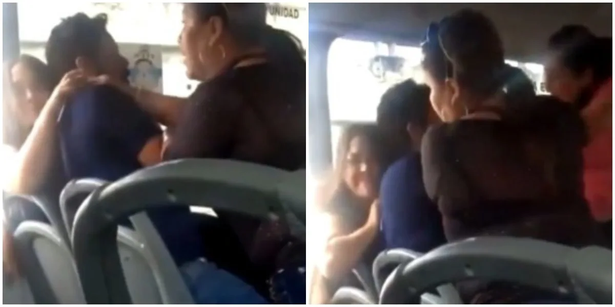 (Video) Encontró a su esposo con la amante en un bus