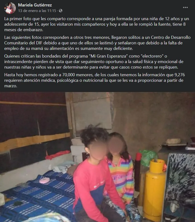 niños 12 y 15 años tienen bebe y sus familias los abandonaron