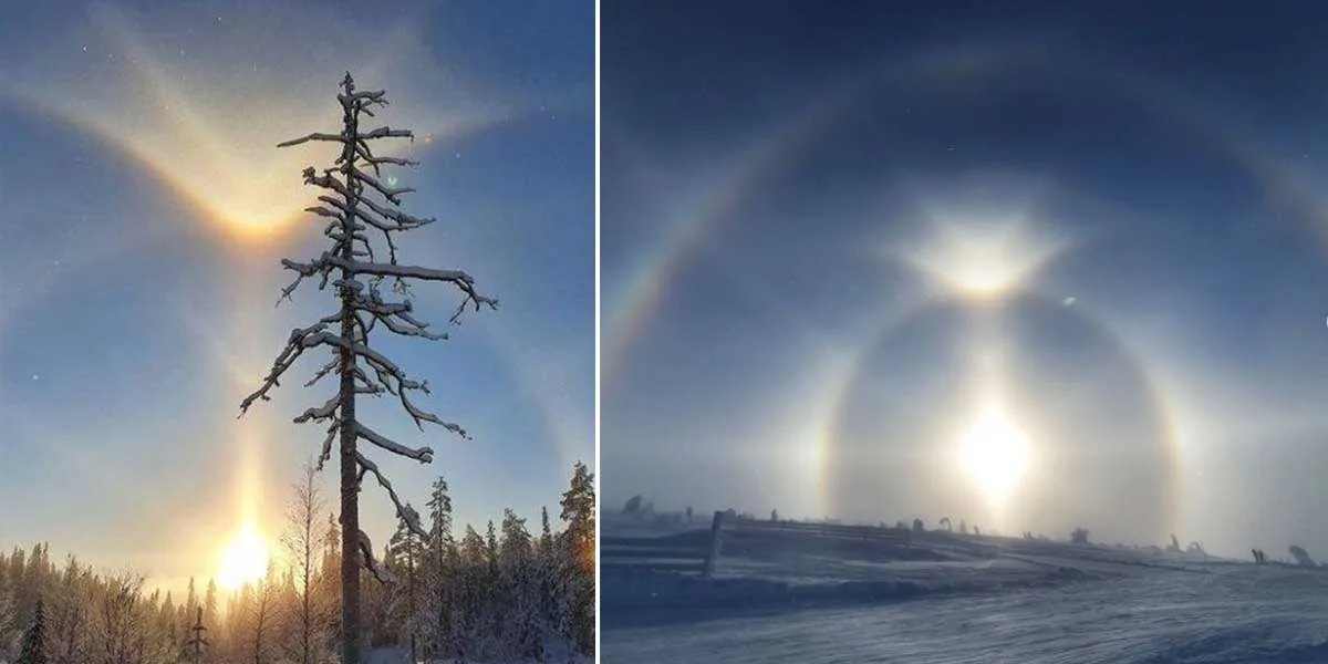 “Doble Sol” en el cielo: Revolución en las redes por esquiadores que lograron tomar una foto
