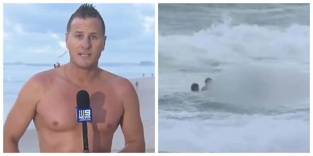 (Video) Periodista interrumpió transmisión en vivo para sacar un cadáver del mar
