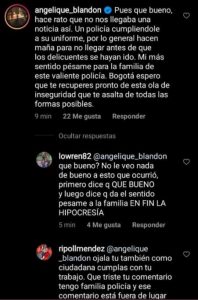 Comentario Angélica Blandón sobre policía