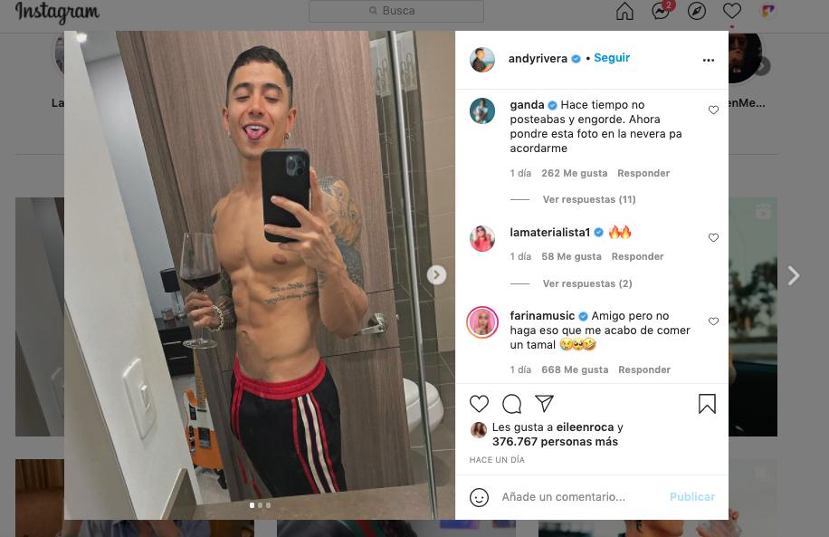 Andy Rivera publica foto de su tonificado abdomen y hasta Farina reaccionó 
