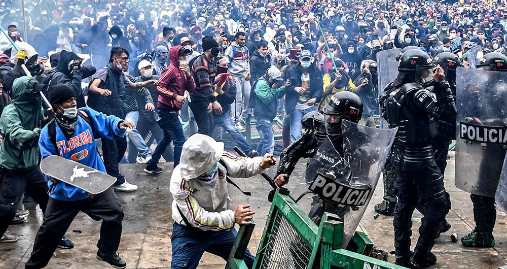 El paro terminó en disturbios en Bogotá