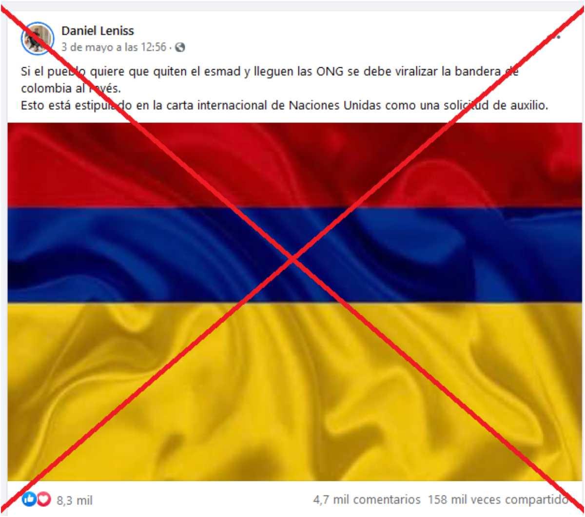 bandera de colombia al reves onu fake news