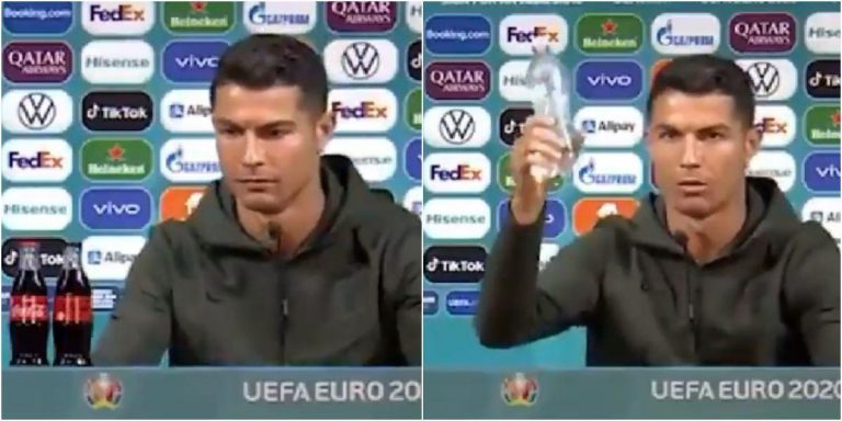 Cristiano Ronaldo retiró botellas Coca-Cola; invitó a ...