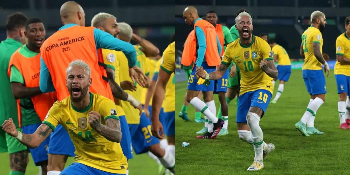celebración neymar brasil colombia