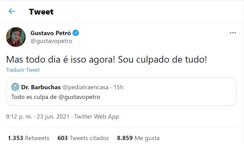 twitter gustavo petro editor g1 brasil