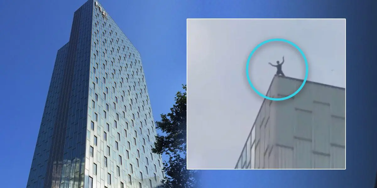 (Video) Joven escala sin protección un hotel de 120 metros de altura en Barcelona