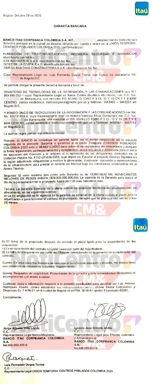 Exclusivo CM& | Las pruebas de falsificación de documentos en el contrato del MinTIC
