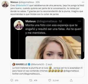 Diego Mateus respondió Marbelle por pelea en Twitter