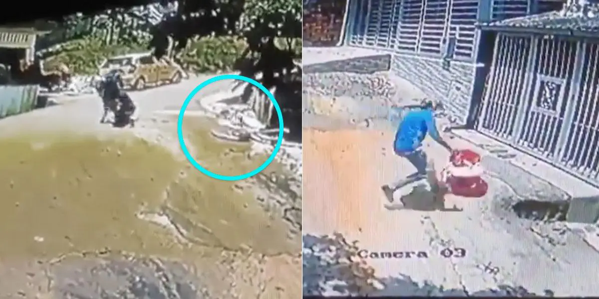(Video) Motociclista salva a bebé que cae en un caminador por empinada calle en Florencia, Caquetá