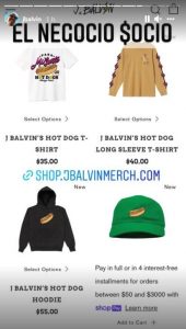 J Balvin lanzó línea de ropa logos perros calientes
