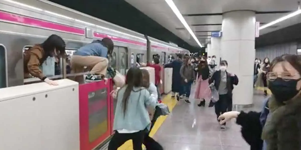 (Video) Un hombre disfrazado apuñaló a varias personas y causó incendio en un tren en Tokio