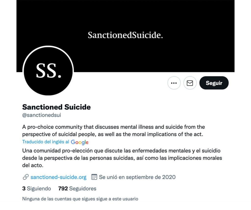 Sancionated Suicide red social suicidio