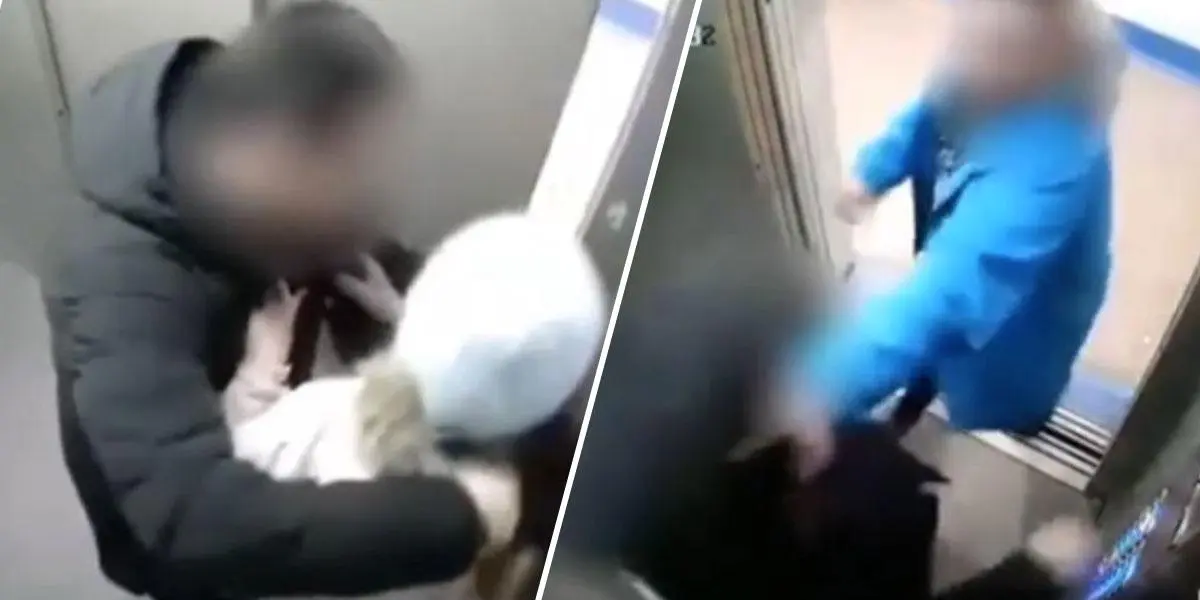 (Video) Brutal escarmiento de un padre al hombre que intentó abusar de su hija de 15 años en un ascensor