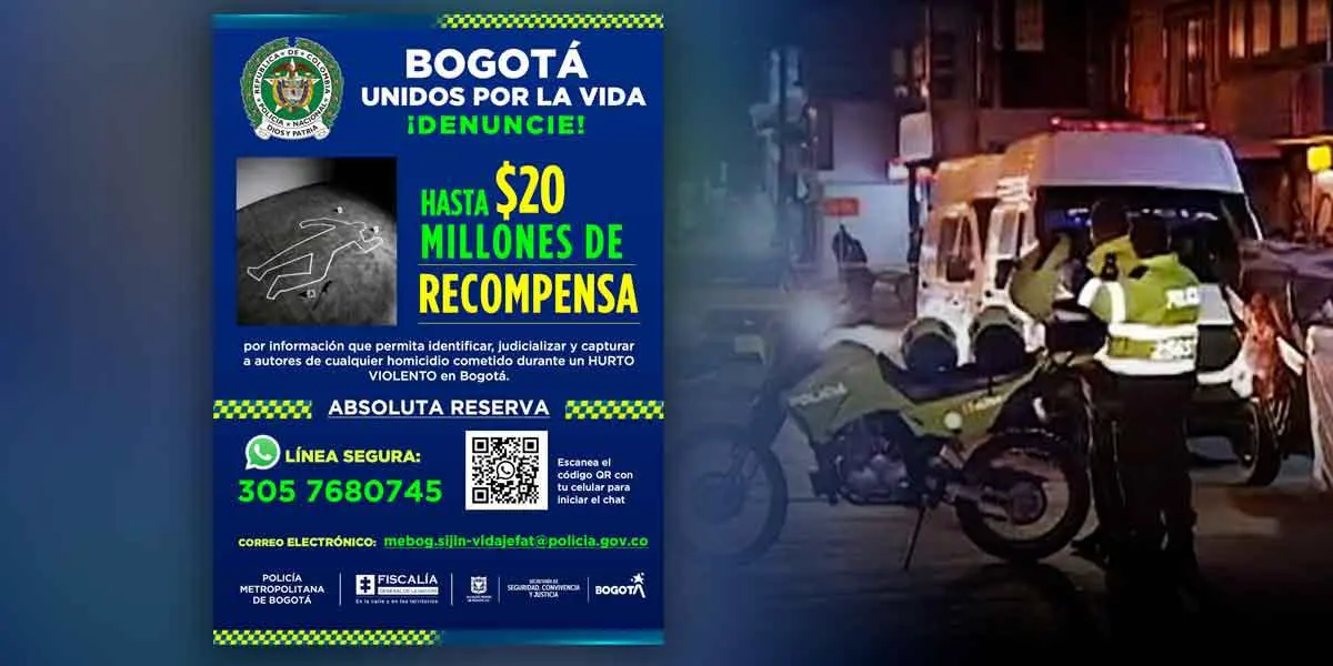Bogotá ofrece millonarias recompensas para combatir delincuencia