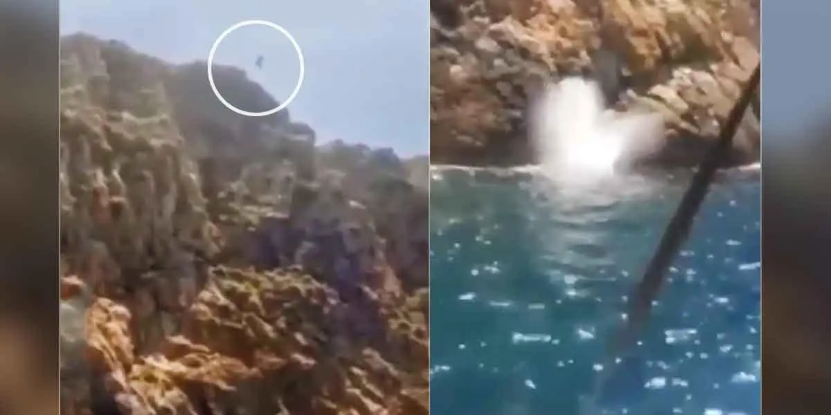 Impactante video: turista saltó de un acantilado y murió ahogado frente a su familia
