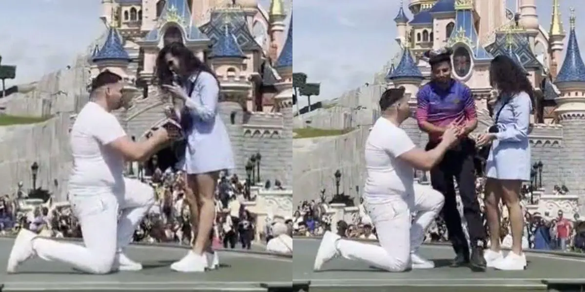 (Video) Empleado arruinó la propuesta de matrimonio de una pareja en Disneyland París
