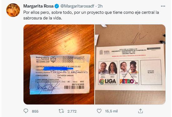 Margarita ya votó por Petro