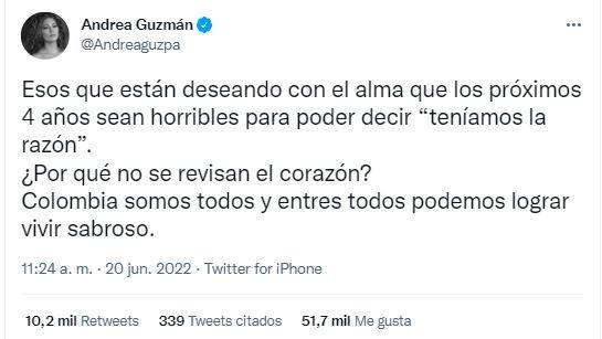Alejandra Guzmán trino sobre la unión