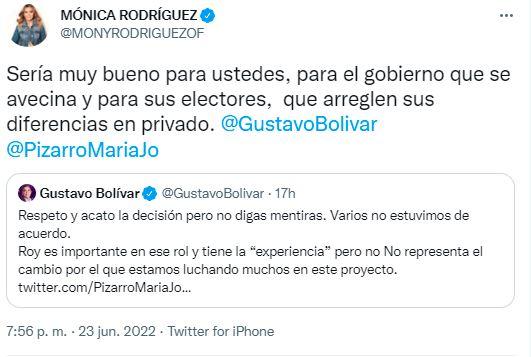 Mónica Rodríguez a los congresistas