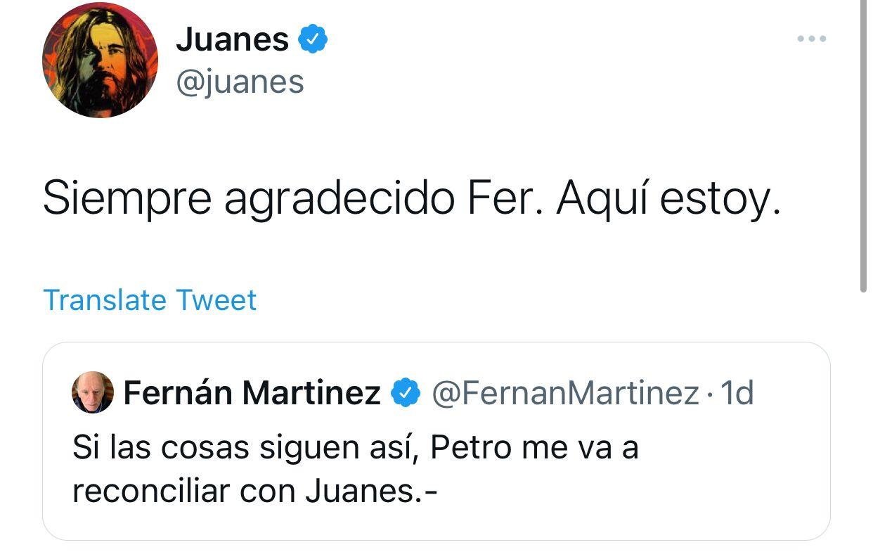 Juanes a Fernán Martínez