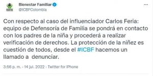 icbf sobre Carlos Feria