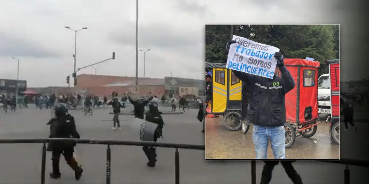 Bloqueos y disturbios en Bogotá por manifestaciones de mototaxistas y bicitaxistas