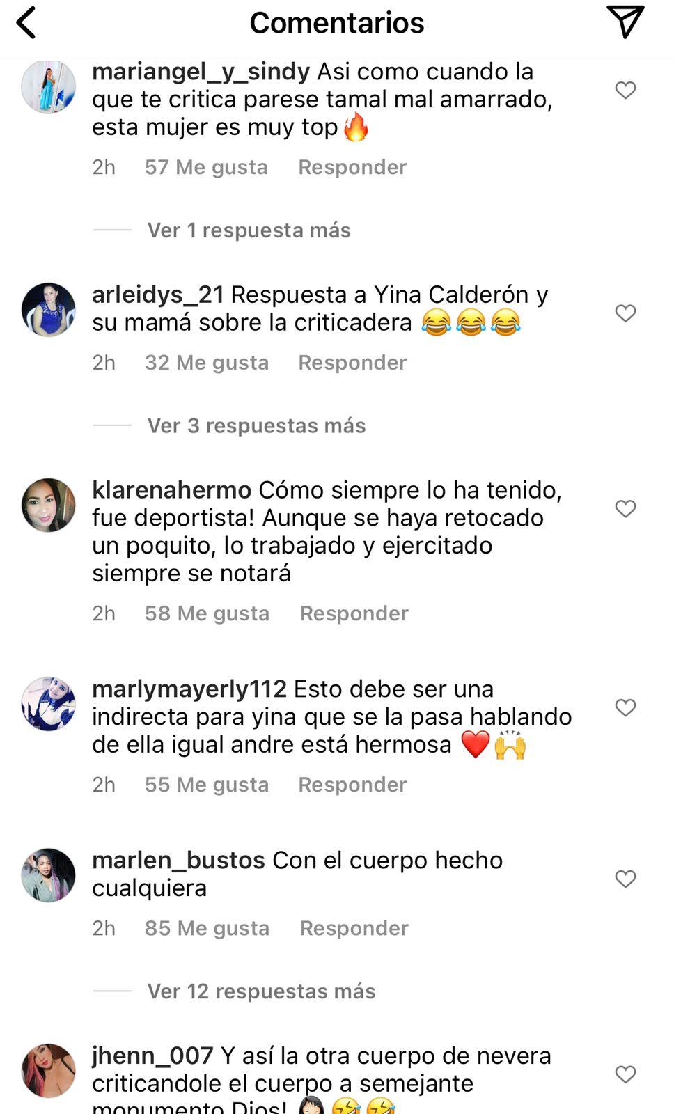Comentarios que dicen que el video de Andrea es para Yina Calderón