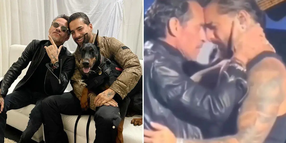 ¡Abrazos y besos! Maluma y Marc Anthony se expresaron mucho cariño frente a su público