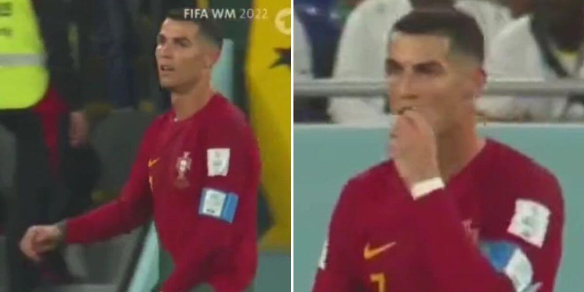 Pillan a Cristiano Ronaldo sacando algo de sus partes íntimas y llevárselo a la boca