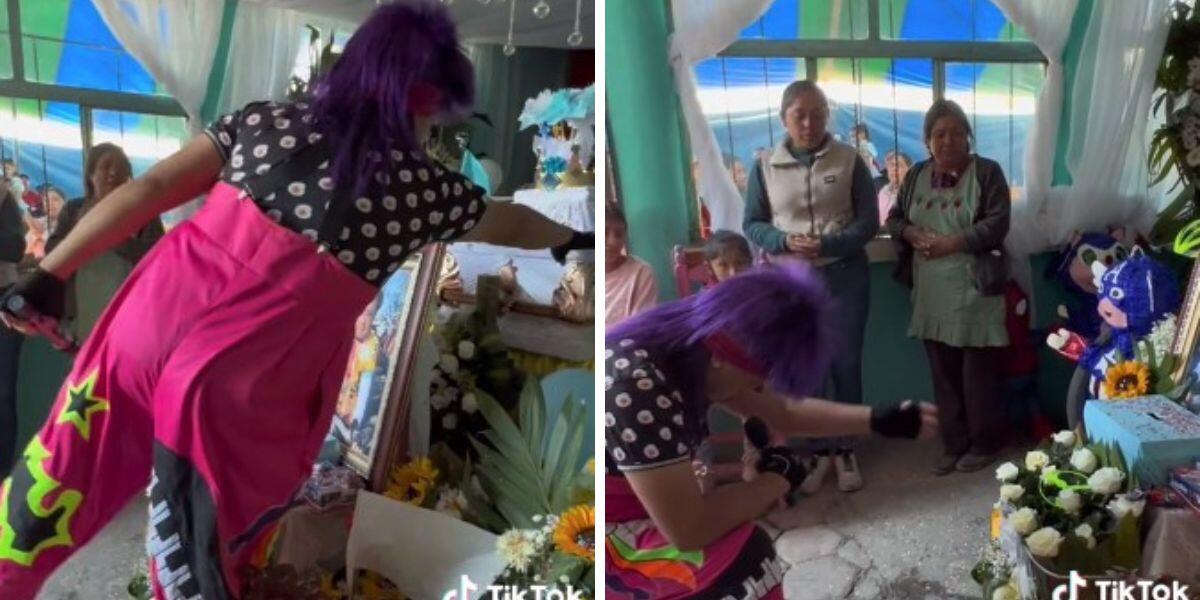 ¡De no creer! Payasos quedaron captados en video entrando al velorio un velorio de un niño