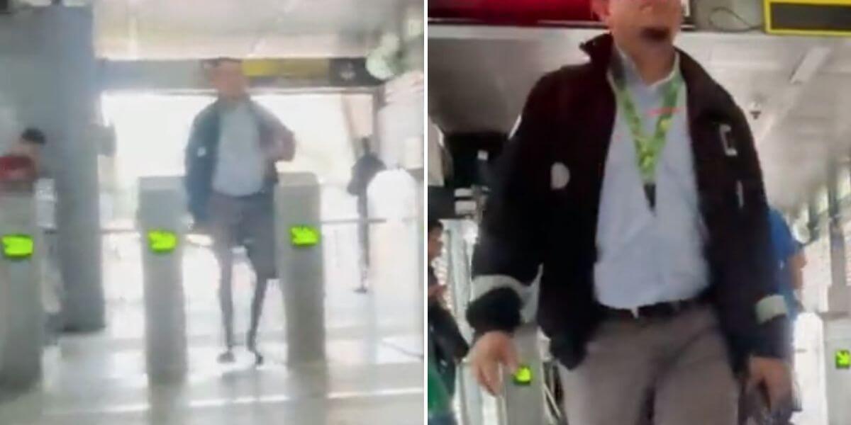 ¡Insólito! funcionario de Transmilenio fue captado en video mientras se cuela en el mismo
