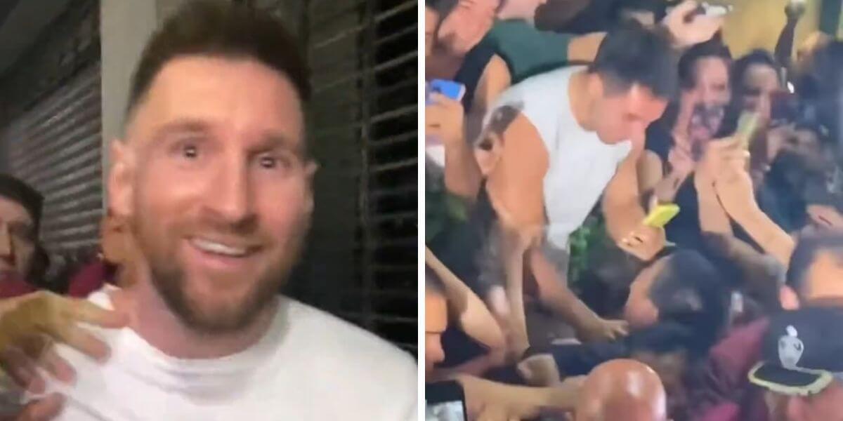 La emoción de fan al tocarle la cabeza a Messi tras verlo en restaurante