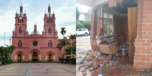 Persona en aparente estado de embriaguez destruyó estructura de la Basílica de Buga