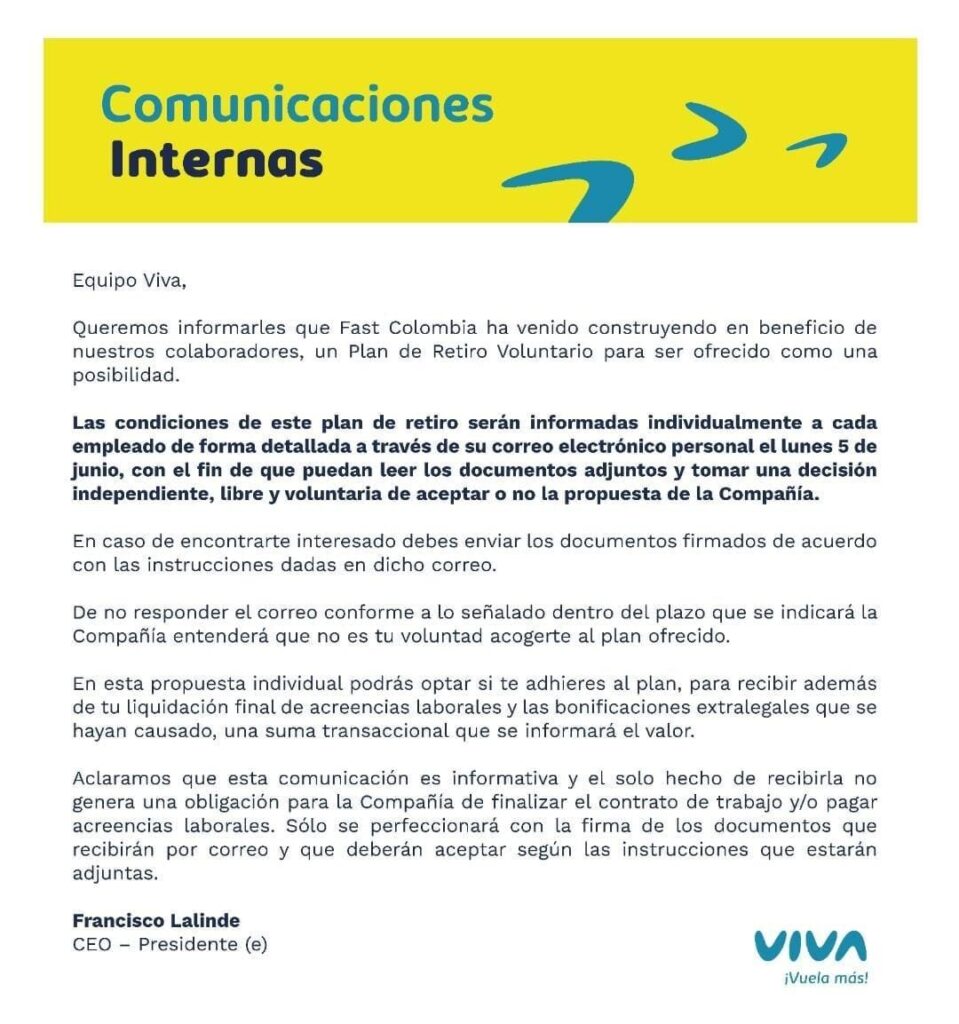Comunicado Viva Air