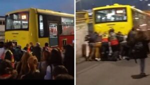 De no creer: TransMilenio se varó y sus pasajeros se bajaron a empujarlo