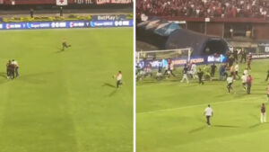 Hinchas del Cúcuta invadieron la cancha del estadio para golpear a los jugadores de Millonarios